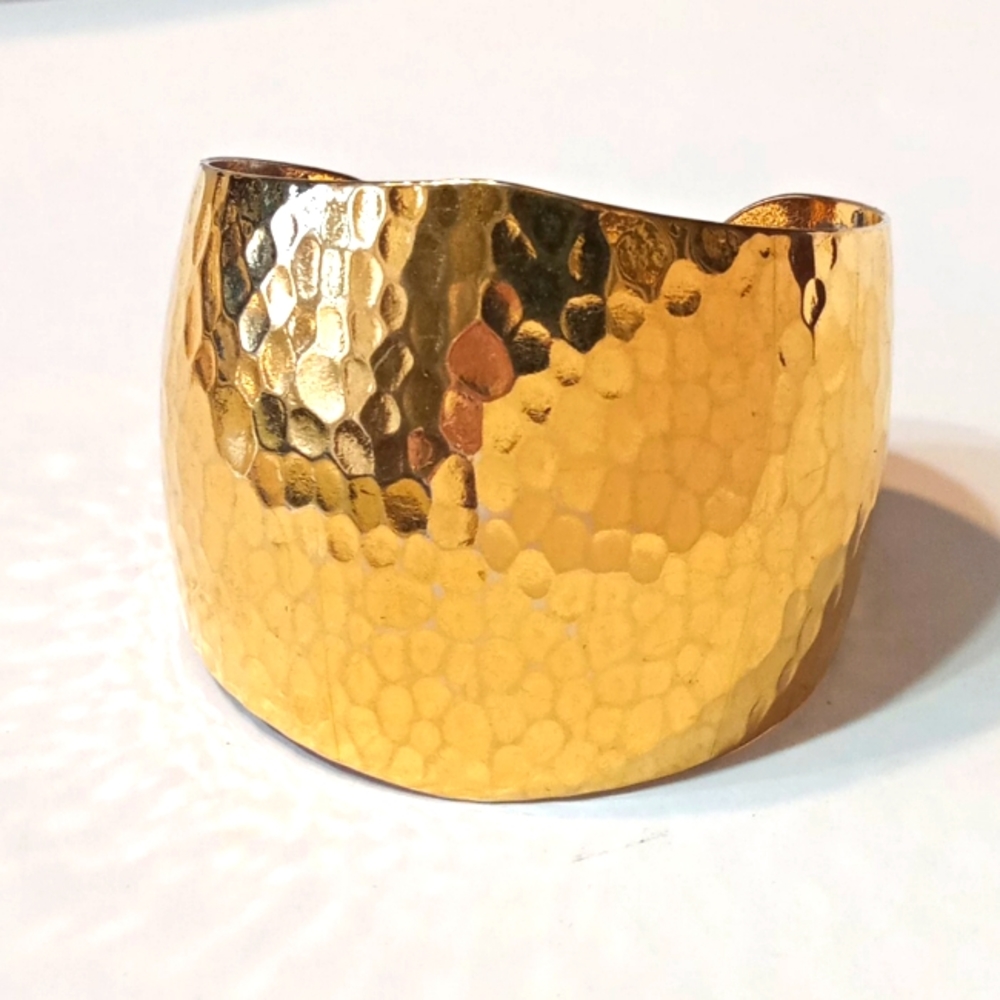 Vintage Hammered Brass Cuff Bracelet